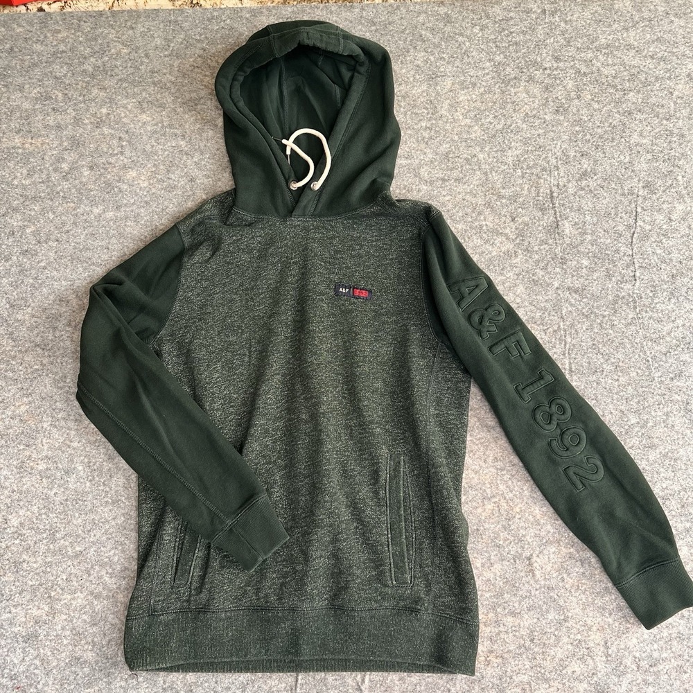 Abercrombie & Fitch Hoodie Men's Small Green Spell Out Sweatshirt‎ Y2K